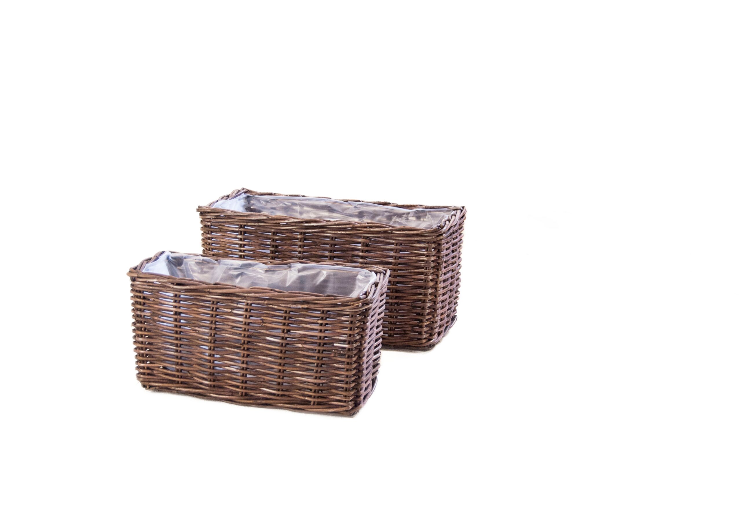 set van 2 bloembak kubu brown